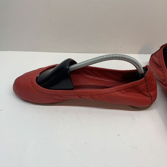 Tory Burch 7 M‎ women’s slip on ballet flat shoes red genuine leather (READ) - Picture 5 of 9